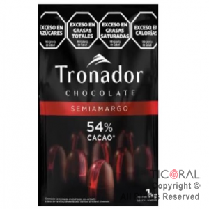 CHOCOLATE COBERTURA SEMIAMARGO 54 % CACAO TRONADOR X 1 KG x 1